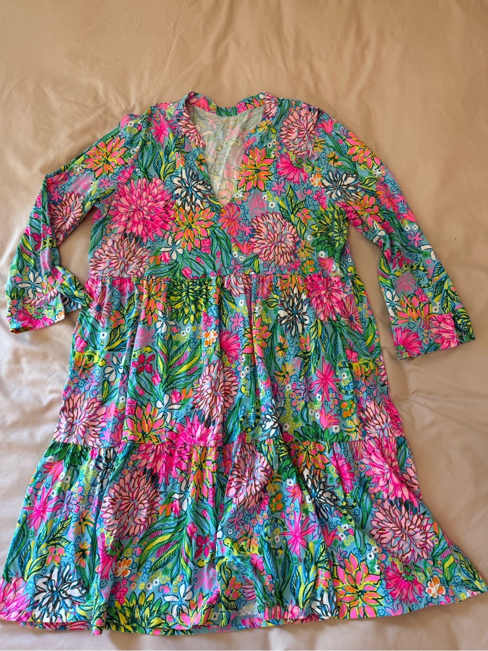 Lilly Pulitzer XL Alaina Sea Breeze Blue Walking On Sunshine Swing Dress